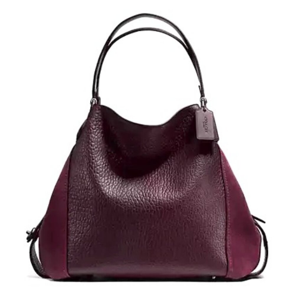COACH Edie Shoulder Bag 42 LG Hobo Oxblood Leather & Suede Combo MSRP $500